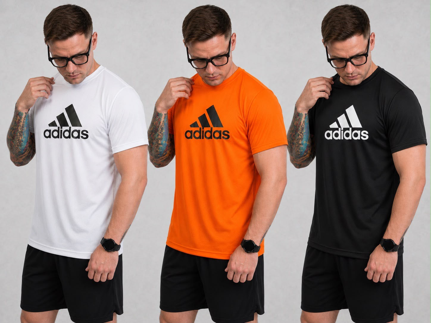Kit com 3 camisetas dri-fit adidas