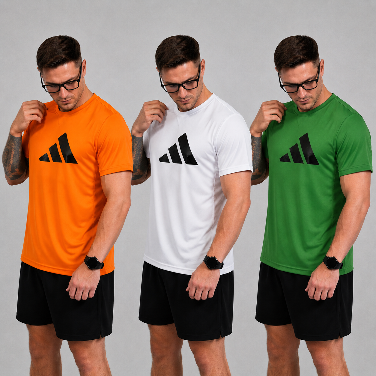 Kit com 3 camisetas dri-fit adidas