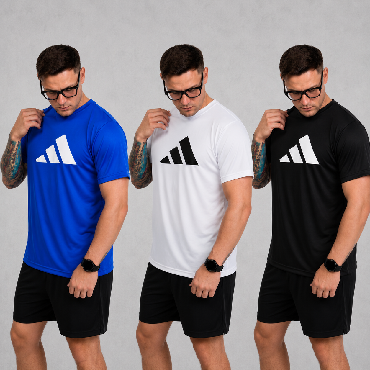 Kit com 3 camisetas adidas dri-fit