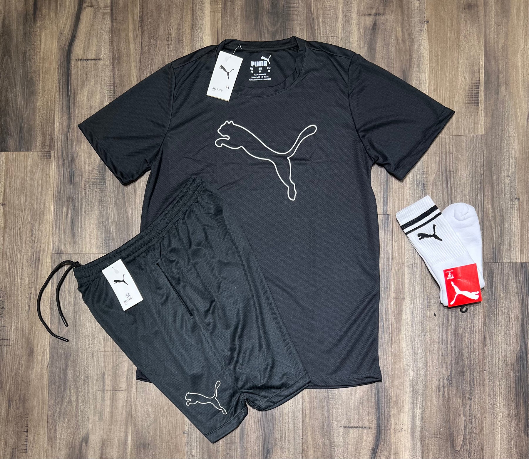Oferta Kit puma camiseta shorts e meia