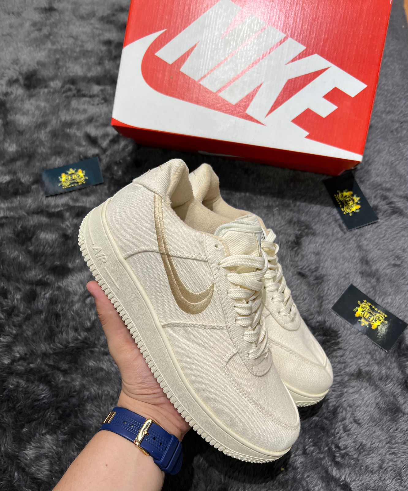 Air Force 1 Tecido Bege lançamento