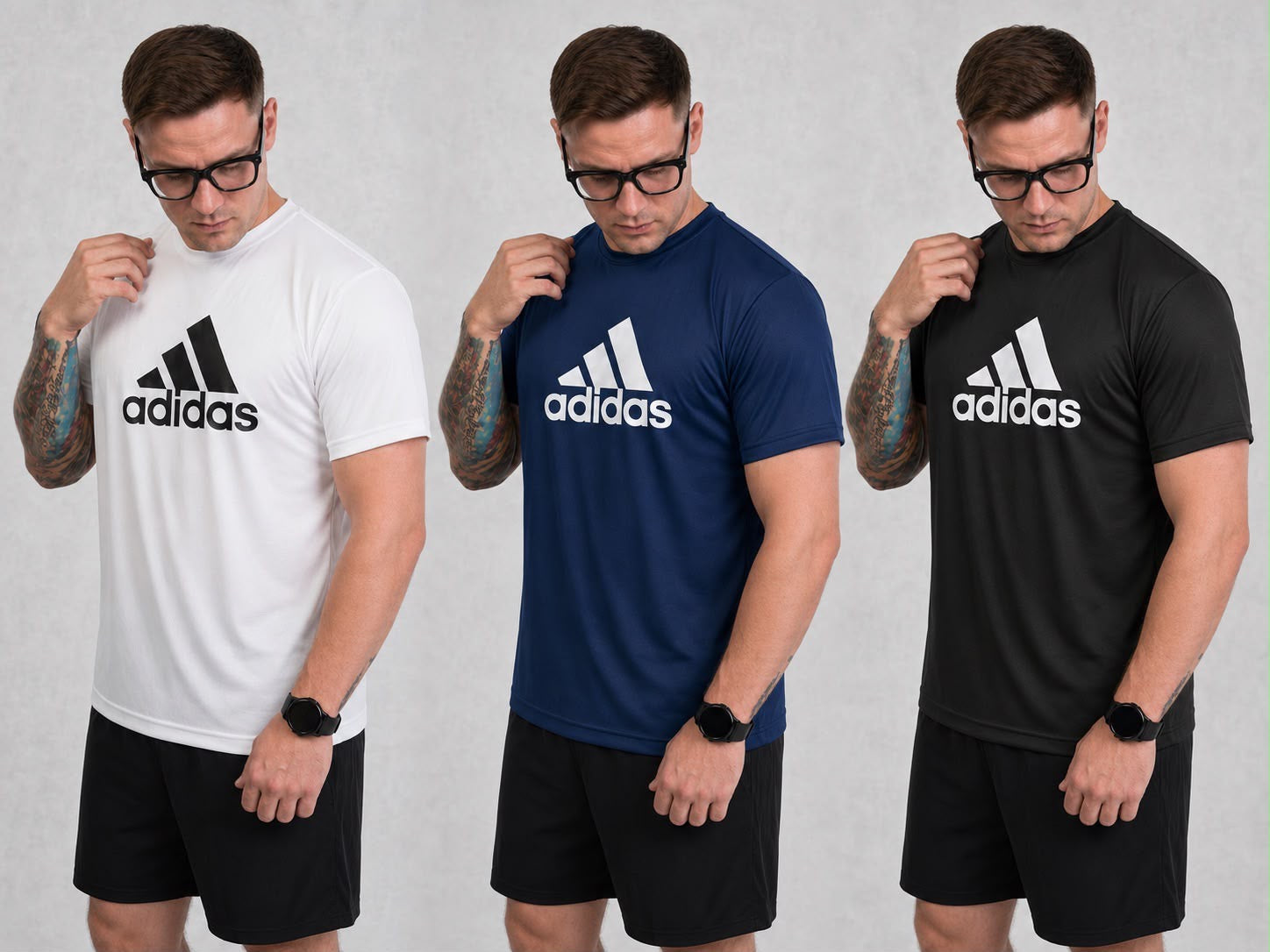 Kit com 3 camisetas dri-fit adidas