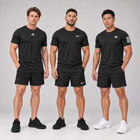 Kit 3 Camisetas Dri-Fit Pretas - Adidas e Nike
