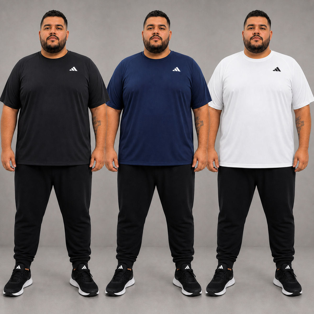 Kit 3 Camisetas Dri-fit Plus Size - Adidas - capa kit 3p