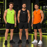 Kit 3 Regatas Dri-Fit Adidas - Verde Neon, Preta e Laranja