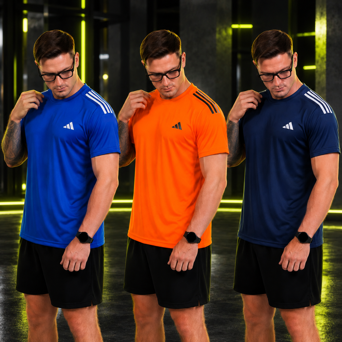 Kit com 3 camisetas dri-fit adidas