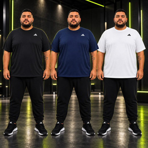 Kit 3 Camisetas Dri-fit Plus Size - Adidas