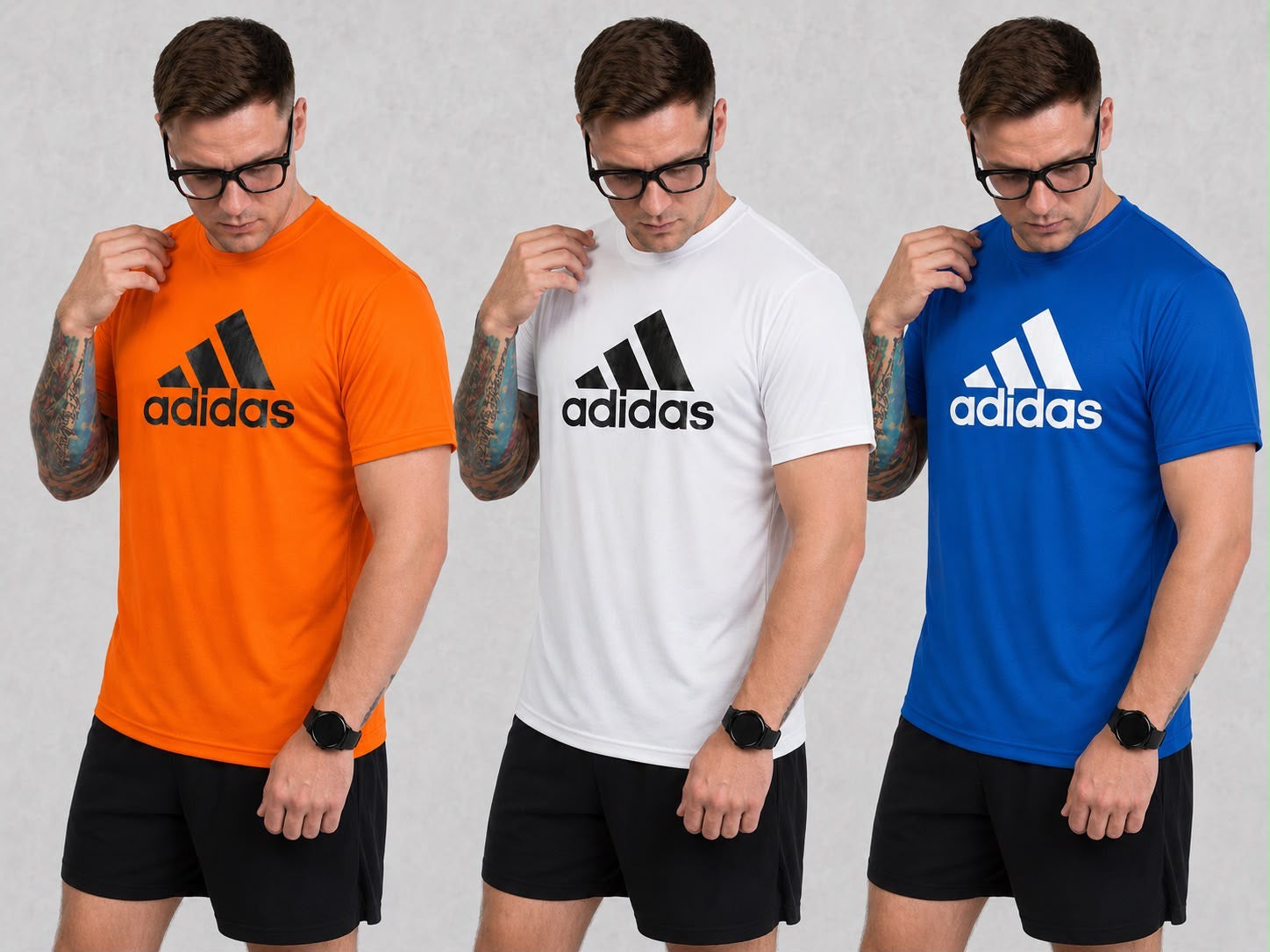 Kit com 3 camisetas dri-fit adidas