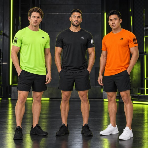 Kit 3 Camisetas Dri-Fit Adidas - Verde Neon, Preta e Laranja