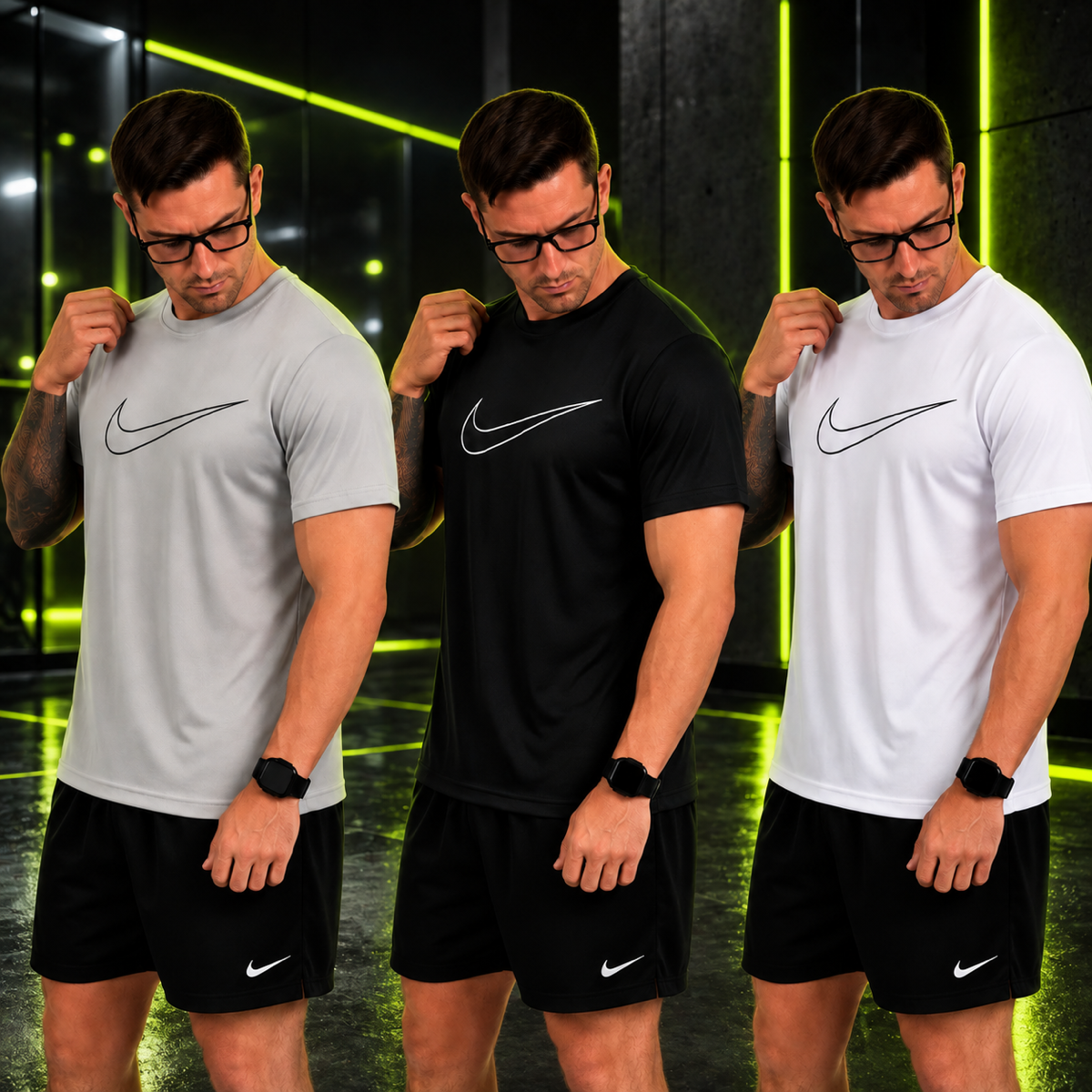 Kit com 3 camisetas Nike dri-fit