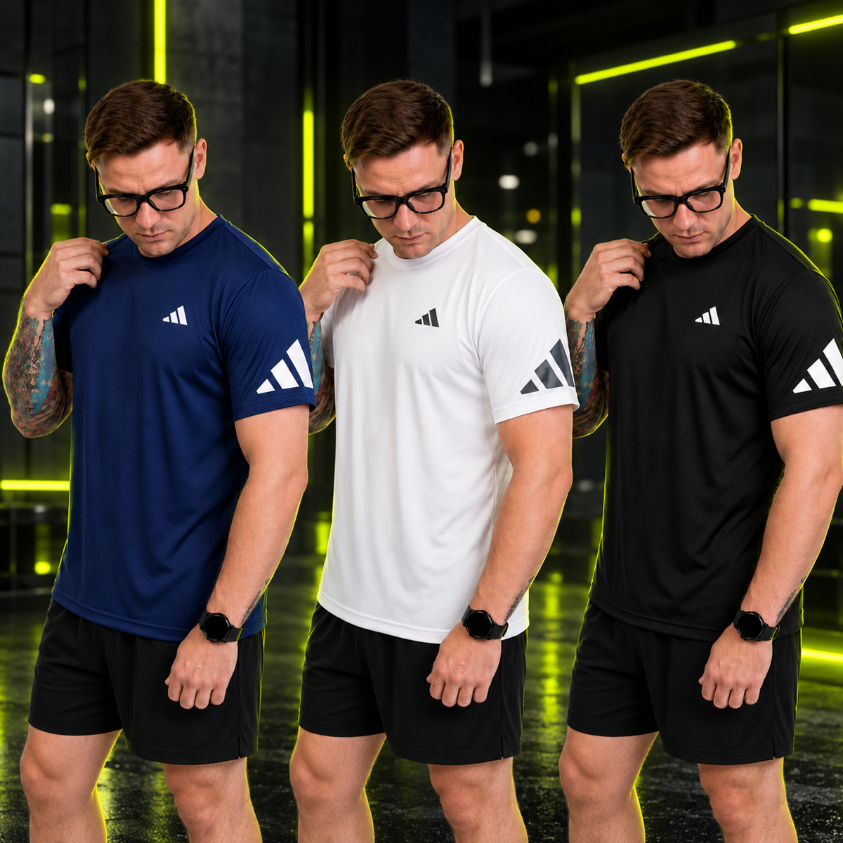 Kit com 3 camisetas dri-fit adidas