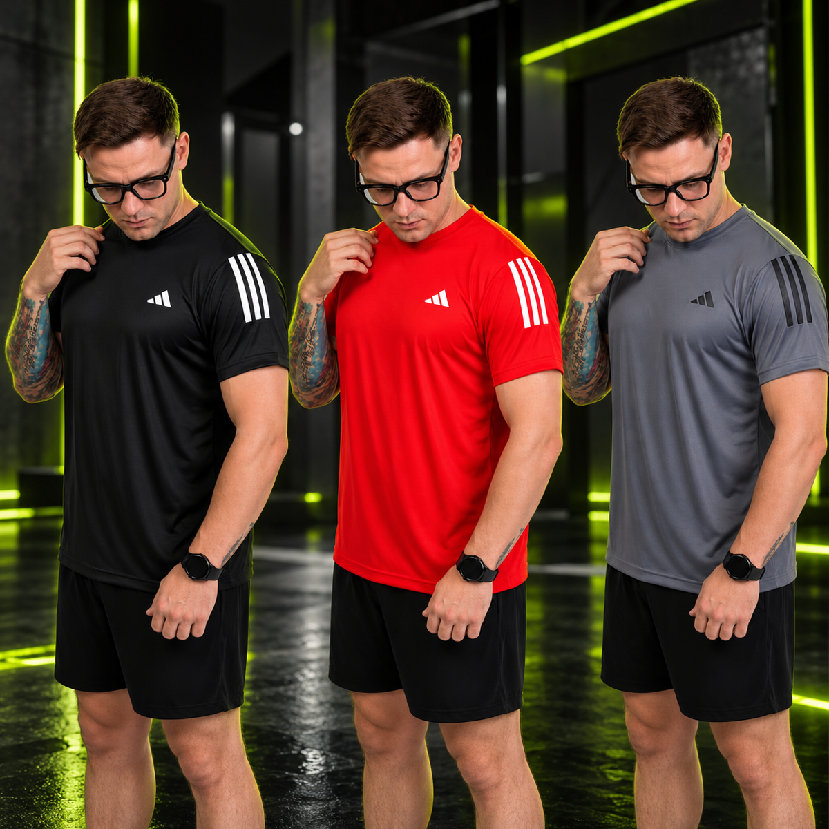 Kit com 3 camisetas dri-fit adidas