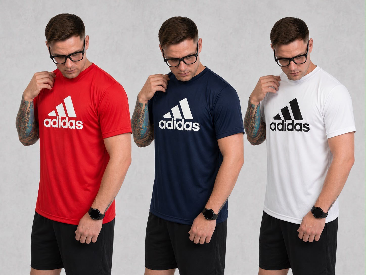 Kit com 3 camisetas dri-fit adidas
