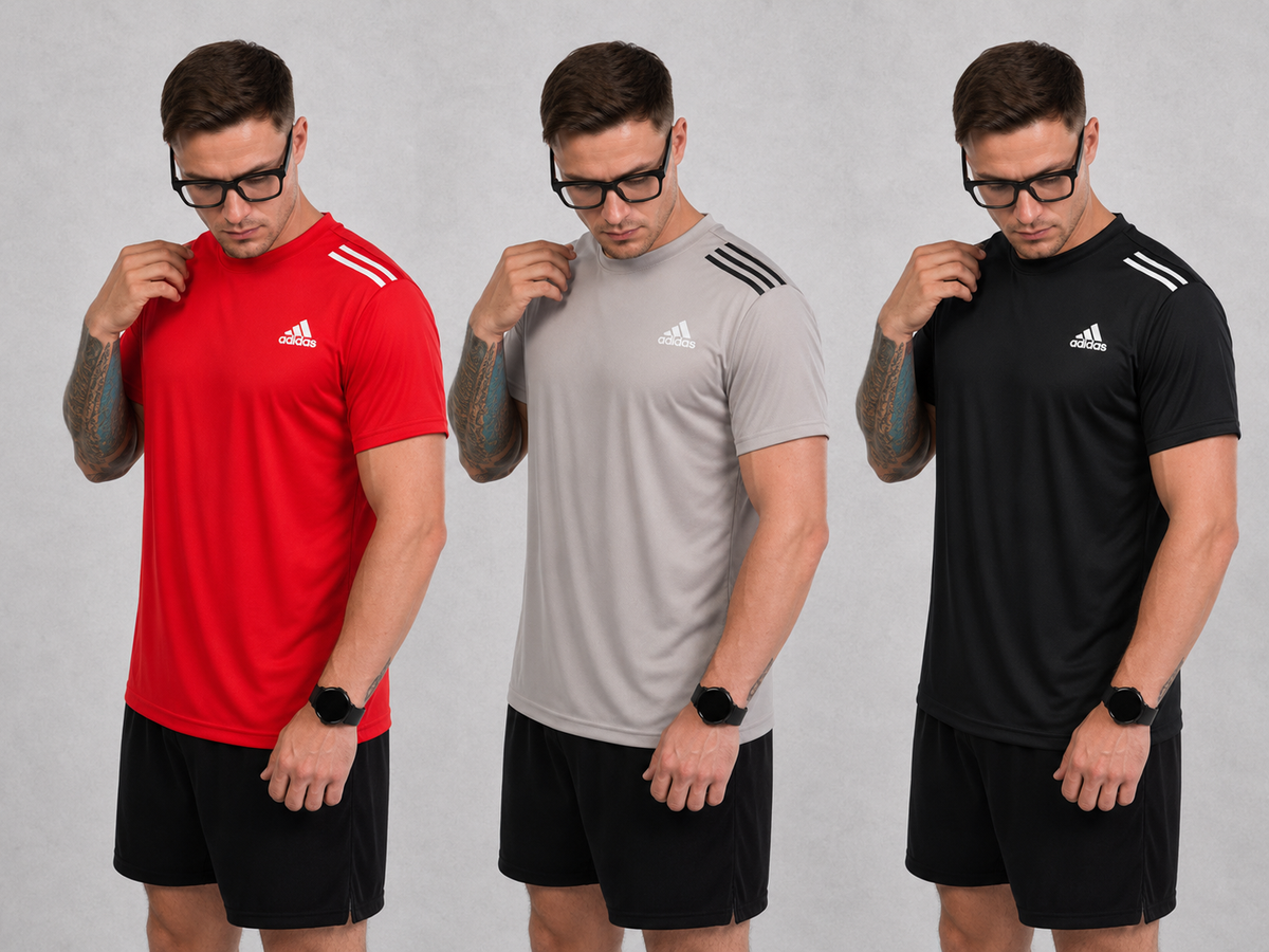 Kit com 3 camisetas dri-fit adidas