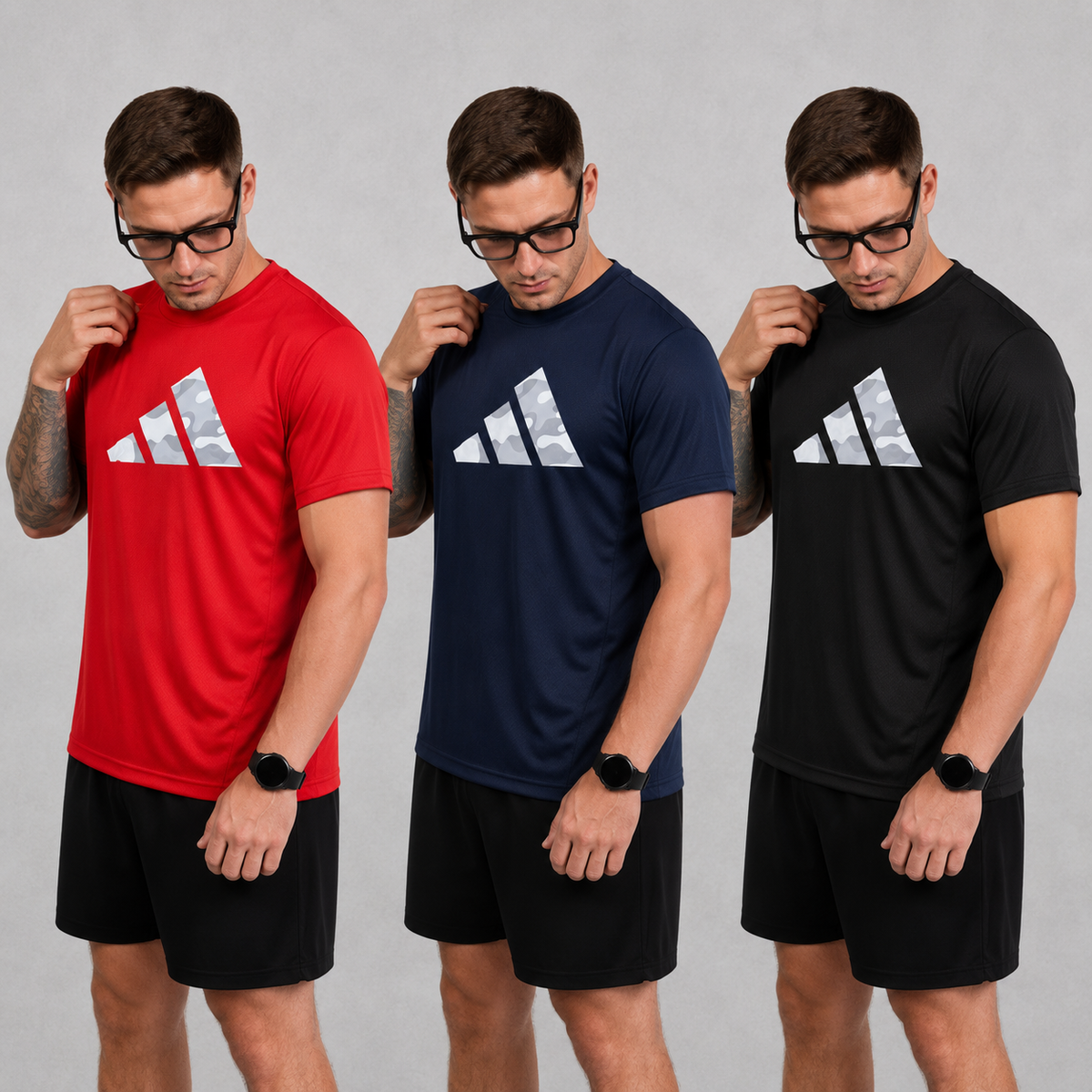 Kit com 3 camisetas adidas dri-fit