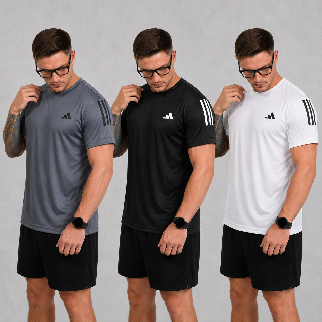 Kit com 3 camisetas dri-fit adidas