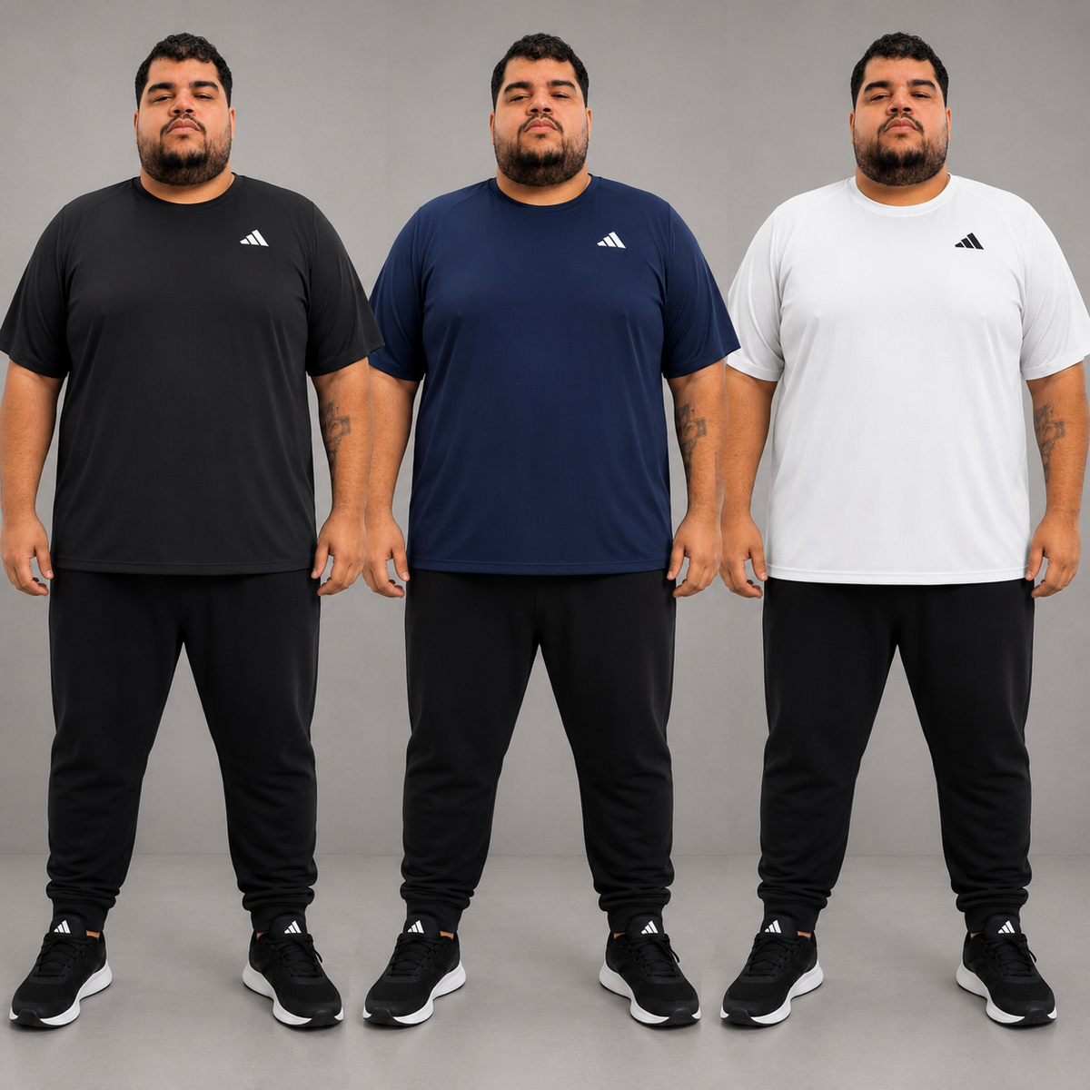Kit 3 Camisetas Dri-fit Plus Size - Adidas