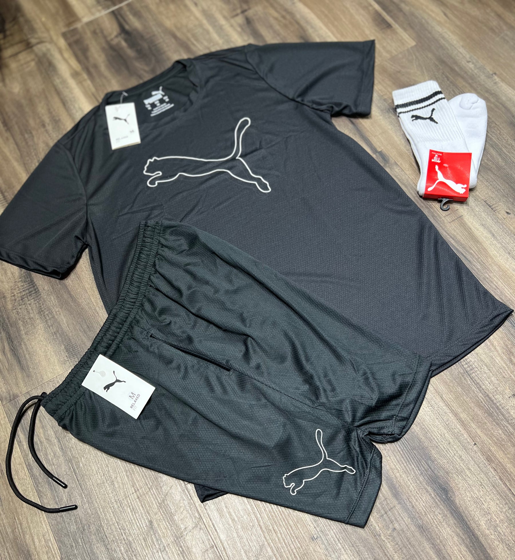 Oferta Kit puma camiseta shorts e meia