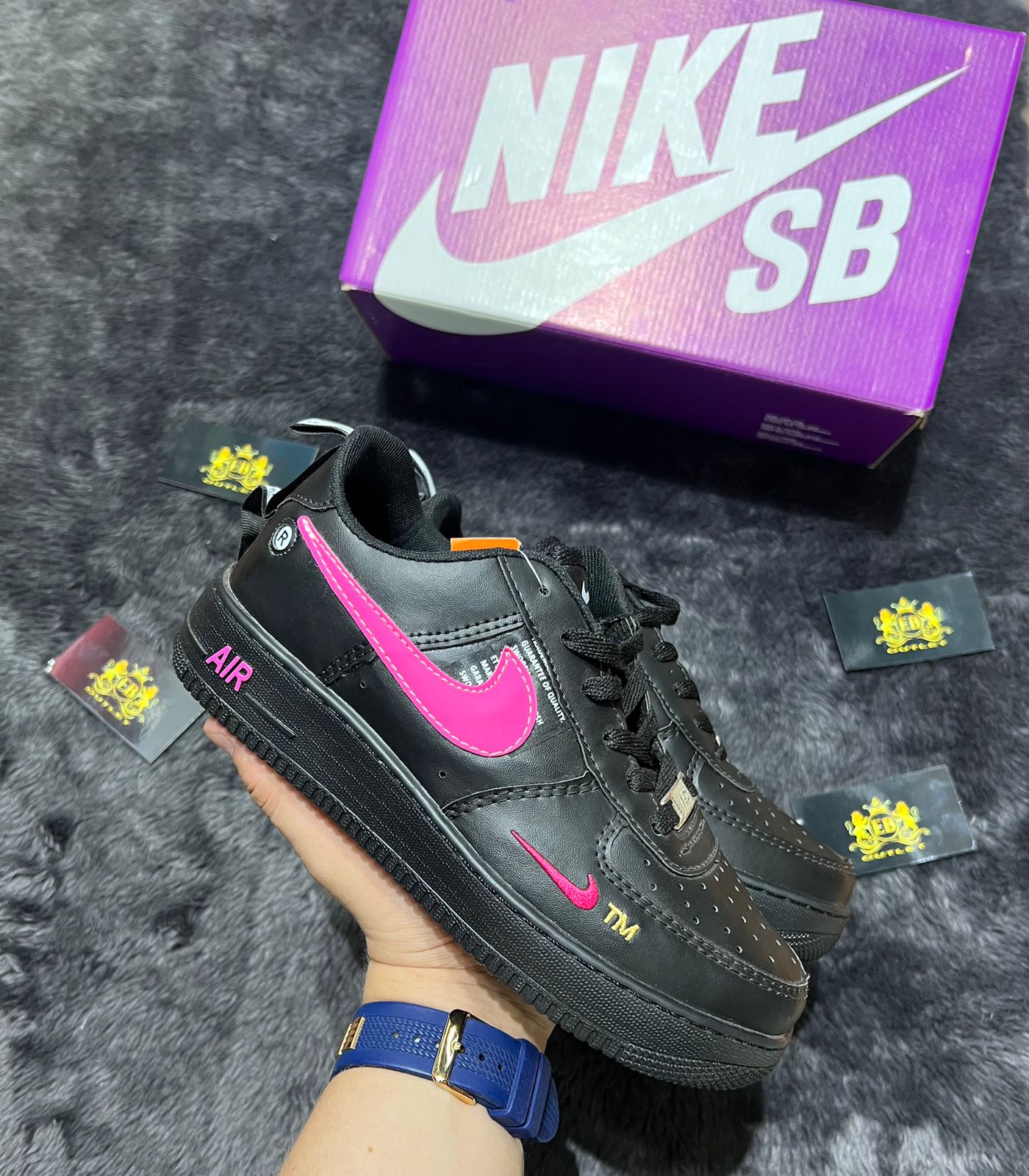 Air Force Preto/Rosa lançamento + Relógio de Brinde