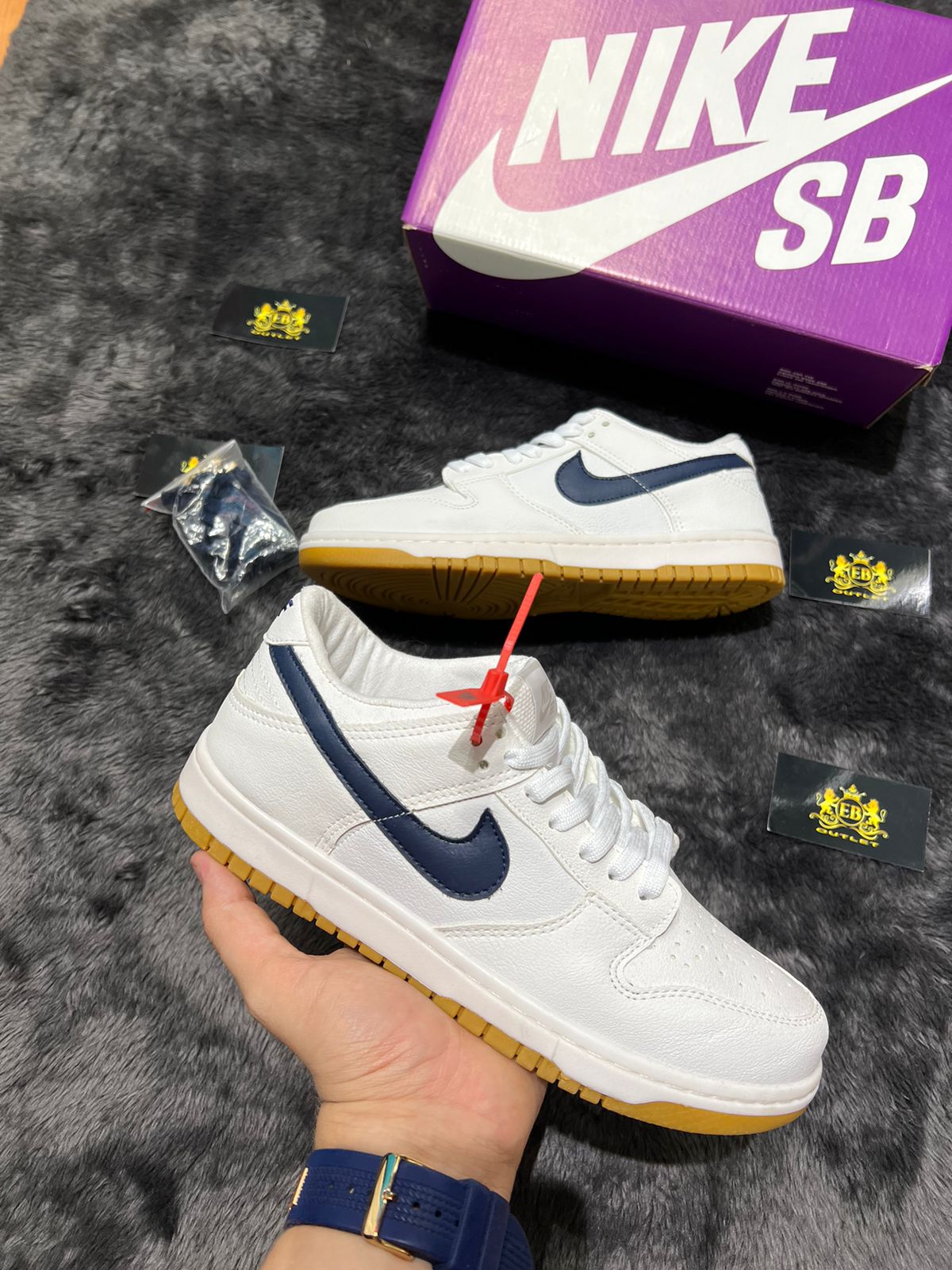 Dunk Low White/Azul 5lançamento + relógio de brinde