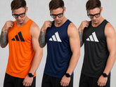 Kit com 3 regatas adidas dri-fit