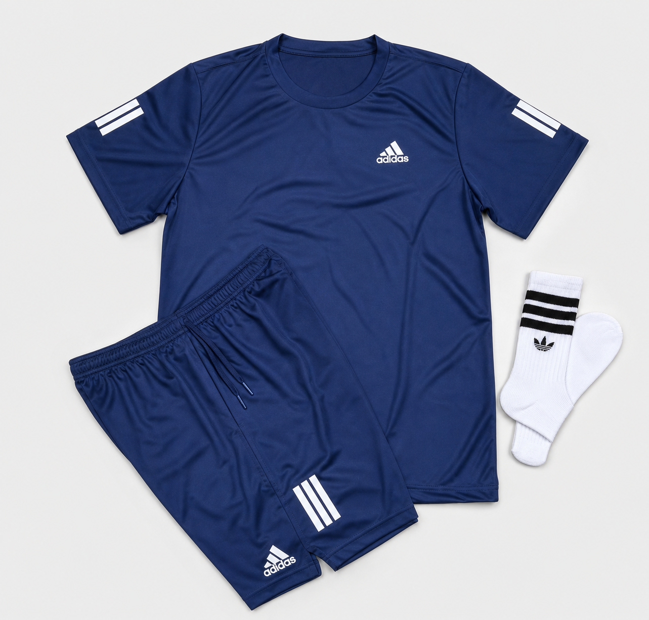 Kit Adidas Dri-Fit: Camiseta + Shorts + Meia