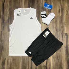 Kit Adidas Dri-Fit: Regata + Shorts + Meia (Modelo 2)