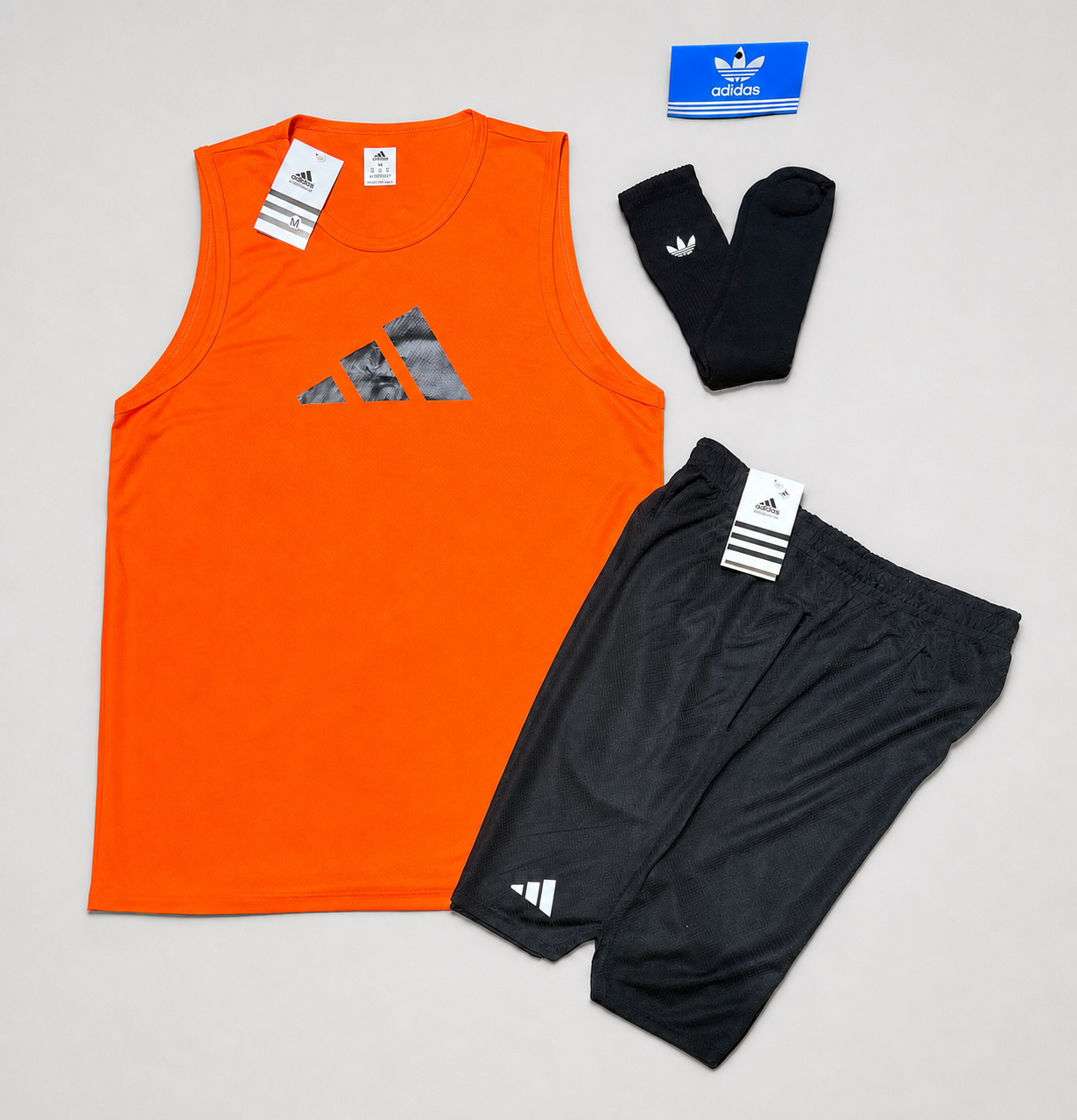 Kit Adidas Dri-Fit: Regata + Shorts + Meia (Modelo 1)