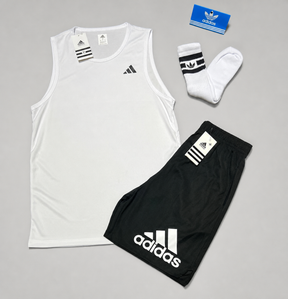 Kit Adidas Dri-Fit: Regata + Shorts + Meia (Modelo 2)