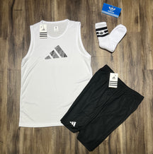 Kit Adidas Dri-Fit: Regata + Shorts + Meia (Modelo 1)