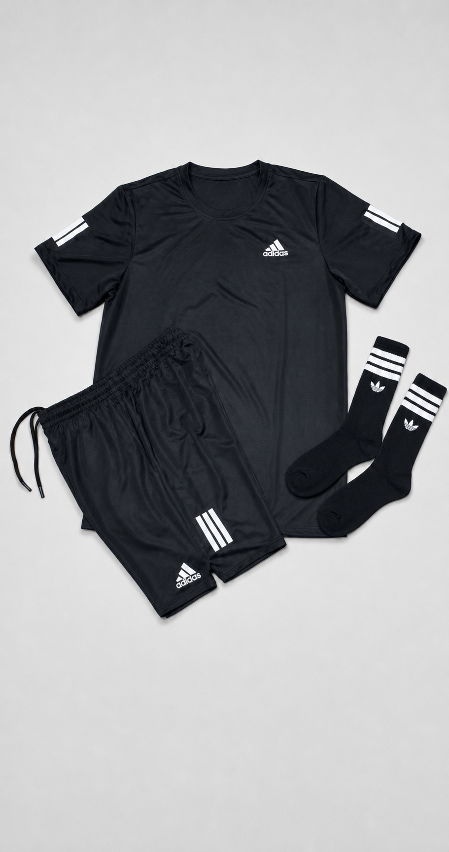 Kit Adidas Dri-Fit: Camiseta + Shorts + Meia
