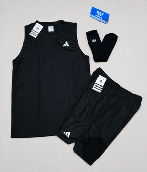 Kit Adidas Dri-Fit: Regata + Shorts + Meia (Modelo 2)